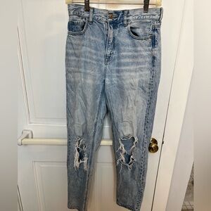 American Eagle Outfitters Ripped Light Blue Mom Jeans